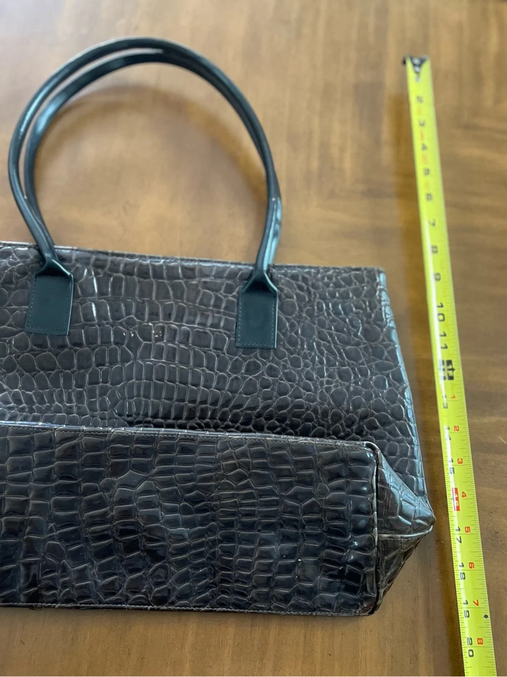 Women's Dark Brown Croc-Embossed Tote Bag